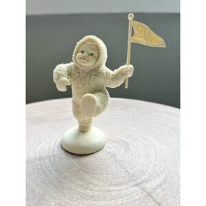 Department 56 Snowbabies "Follow Me" Marching With 2000 Flag